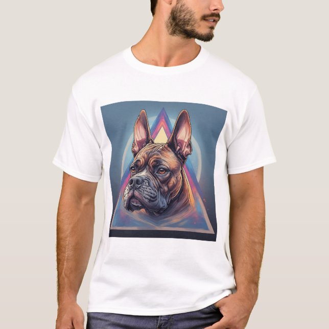 Boxer Hund mit geometrischem Hintergrund T-Shirt (Vorderseite)