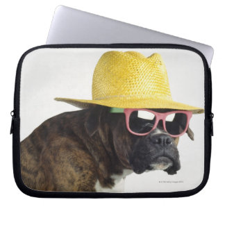 Boxer Hund mit Hut und Brille Laptopschutzhülle