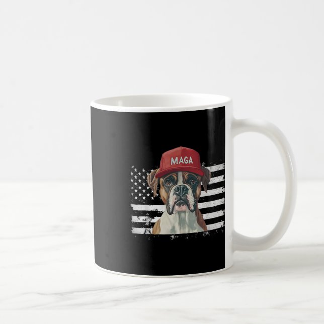 Boxer Hund mit Mega-Hat-amerikanischer Flagge Hund Kaffeetasse (Rechts)