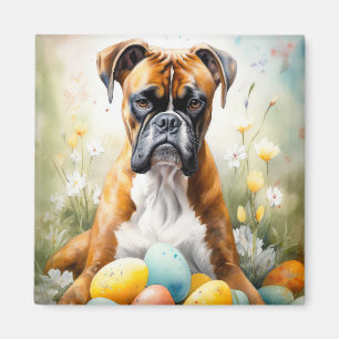 Boxer Hund mit Ostereiern Urlaub Magnet