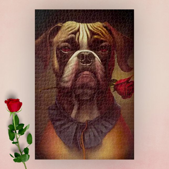 Boxer Hund mit Rose Jigsaw Puzzle | 1.014 Stk. (Von Creator hochgeladen)
