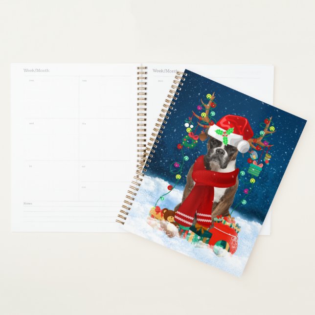 Boxer Hund mit Weihnachtsgeschenken Planer (Anzeige)