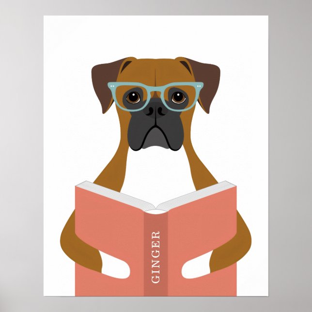 Boxer-Hund personalisierter Druck Poster (Vorne)