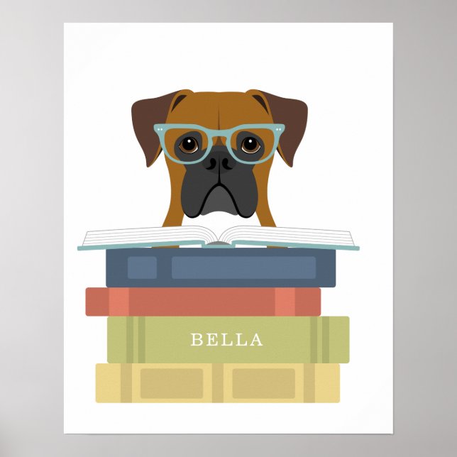 Boxer-Hund personalisierter Druck Poster (Vorne)