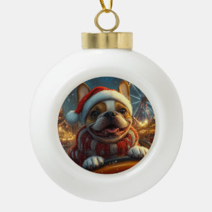 Boxer-Hund-Rollercoaster-Weihnachten Keramik Kugel-Ornament