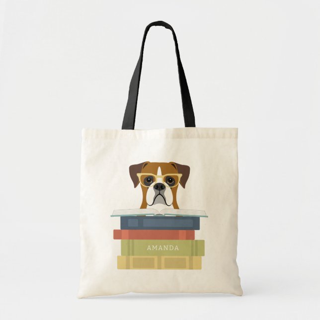 Boxer-Hund Rosa Kreis-Tasche Tragetasche (Vorne)