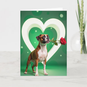 Boxer-Hund Rosen-Liebeskarte Karte