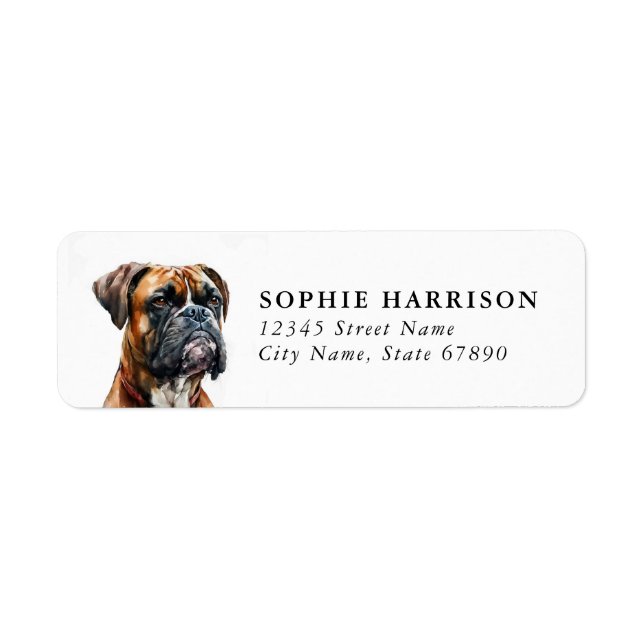 Boxer-Hund Rücksende-Adresse-Etiketten (Vorne)