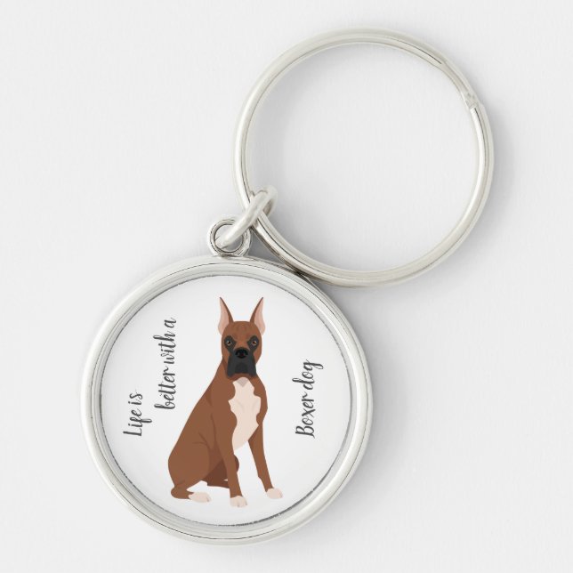Boxer Hund Schlüsselanhänger. Alle Fellfarbe, jede Schlüsselanhänger (Vorne)