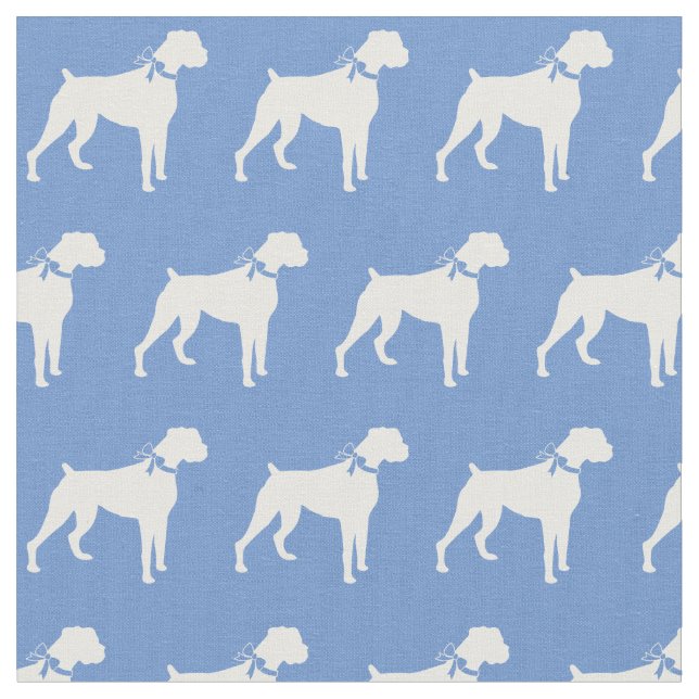 Boxer Hund Silhouette Pet Light Blue Stoff (Nahaufnahme)