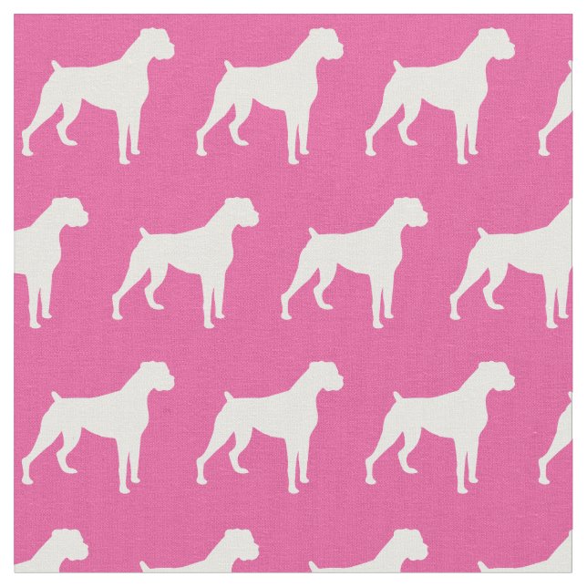 Boxer Hund Silhouette Pet Pink Stoff (Nahaufnahme)