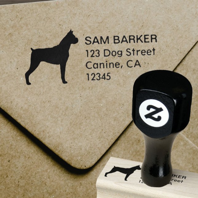 Boxer Hund Silhouette Rücksendeadresse Gummistempel (Von Creator hochgeladen)