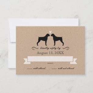 Boxer-Hund-Silhouetten Hochzeit RSVP Karte