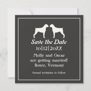 Boxer-Hund-Silhouetten Hochzeit Save the Date