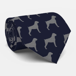 Boxer Hund Silhouetten Muster Blau und Grau Krawatte