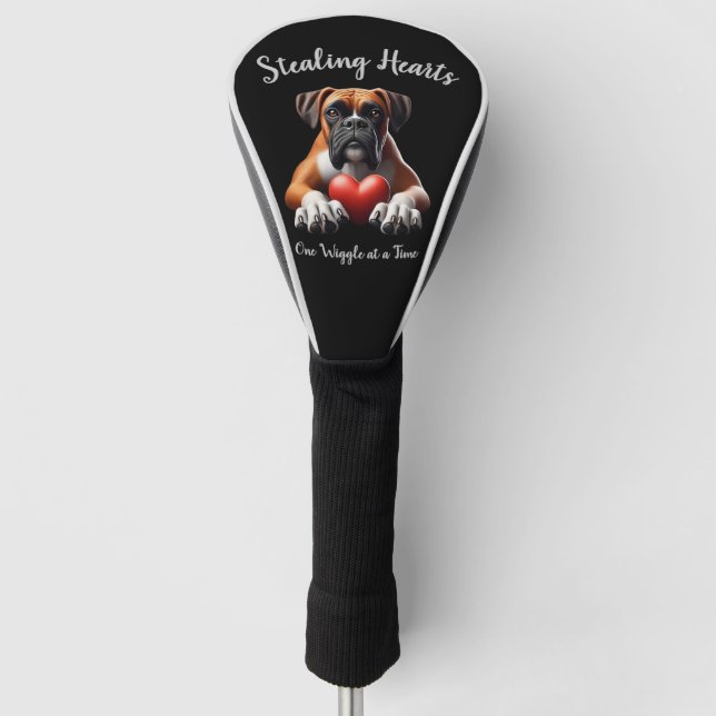 Boxer Hund stehlen immer wieder Herz Golf Headcover (Vorderseite)