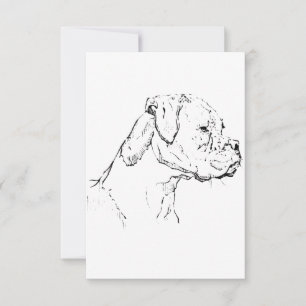 Boxer-Hund-Tinte-Kunst – Minimalistische Hund-Lini Dankeskarte
