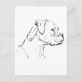 Boxer-Hund-Tinte-Kunst – Minimalistische Hund-Lini Postkarte