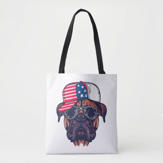 Boxer Hund trägt White Red Blue (Vorderseite)