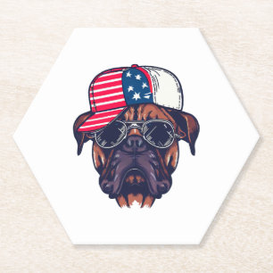 Boxer Hund trägt White Red Blue Untersetzer