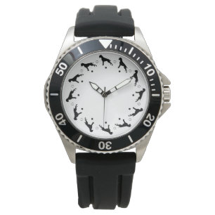 Boxer-Hund-Uhr Schwarz Weiß Armbanduhr