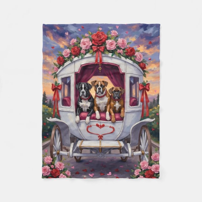 Boxer Hund Valentinstag  Fleecedecke (Vorderseite)