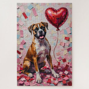 Boxer-Hund Valentinstag Herz Ballon Spaß Puzzle