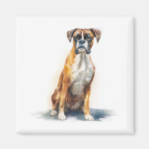 Boxer-Hund-Wasserfarben-Kunst Magnet