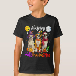 Boxer Hund Weihnachten Erntedankfest Frohes Hallow T-Shirt