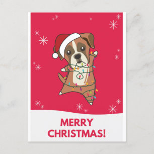 Boxer Hund Weihnachts-Schnee Wintertiere Hunde Feiertagspostkarte