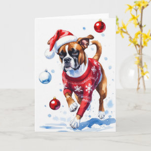 Boxer-Hund-Weihnachtsgruß Karte