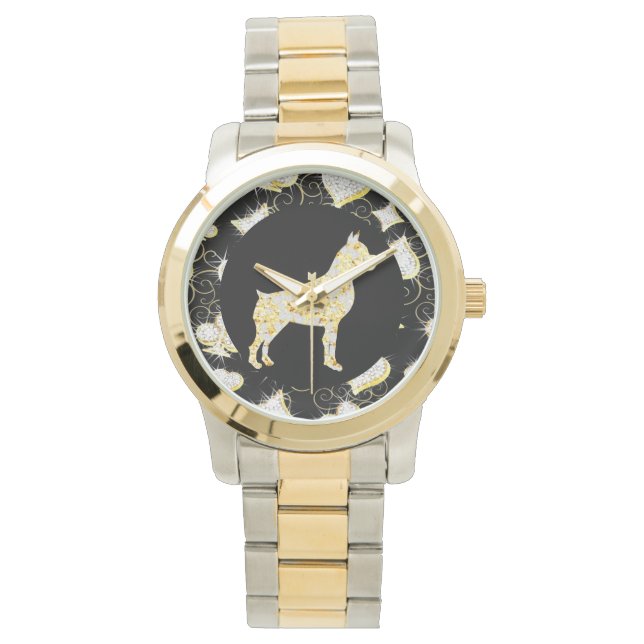 BOXER-HUNDE-BLING ARMBANDUHR (Vorderseite)