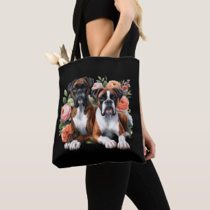 Boxer-Hunde-Duo zwischen den Blumen