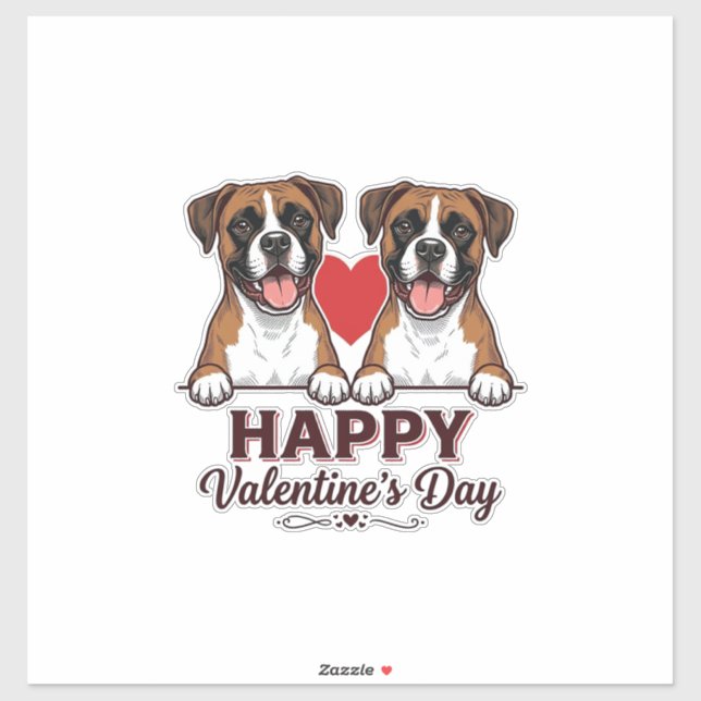 Boxer Hunde Frohen Valentinstag Vintage Aufkleber (Blatt)
