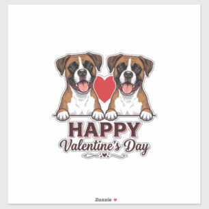Boxer Hunde Frohen Valentinstag Vintage Aufkleber