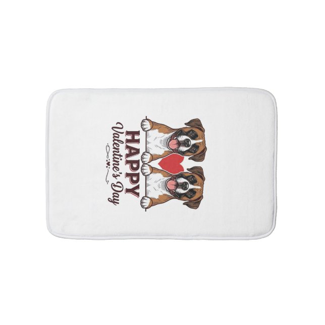 Boxer Hunde Frohen Valentinstag Vintage Badematte (Vorderseite)