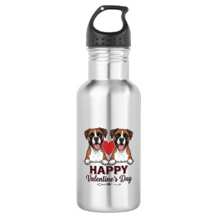 Boxer Hunde Frohen Valentinstag Vintage Edelstahlflasche