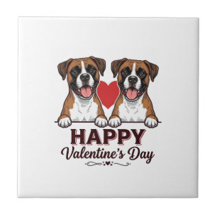 Boxer Hunde Frohen Valentinstag Vintage Fliese