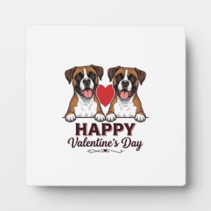 Boxer Hunde Frohen Valentinstag Vintage Fotoplatte