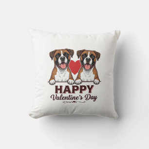 Boxer Hunde Frohen Valentinstag Vintage Kissen