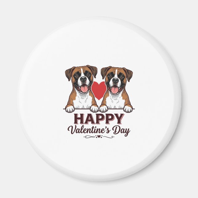 Boxer Hunde Frohen Valentinstag Vintage Magnet (Vorne)
