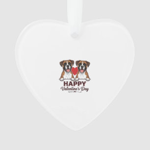Boxer Hunde Frohen Valentinstag Vintage Ornament