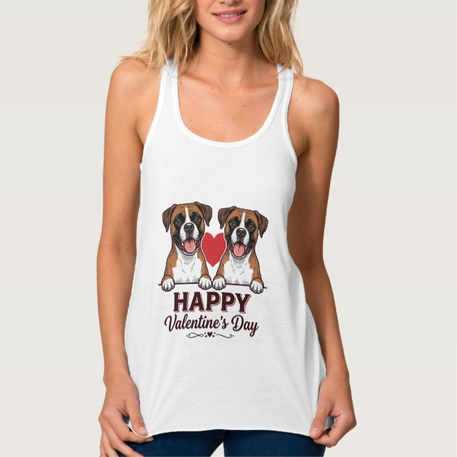 Boxer Hunde Frohen Valentinstag Vintage Tank Top (Vorderseite)