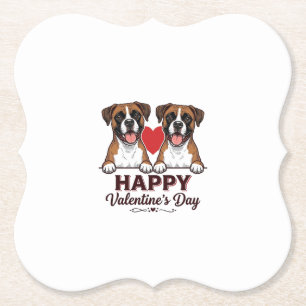 Boxer Hunde Frohen Valentinstag Vintage Untersetzer