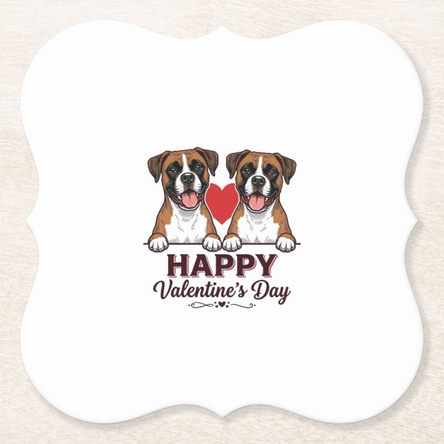 Boxer-Hunde Frohen Valentinstag Vintage Untersetzer (Vorderseite)