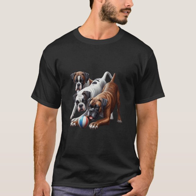 Boxer-Hunde im Spiel T-Shirt (Vorderseite)