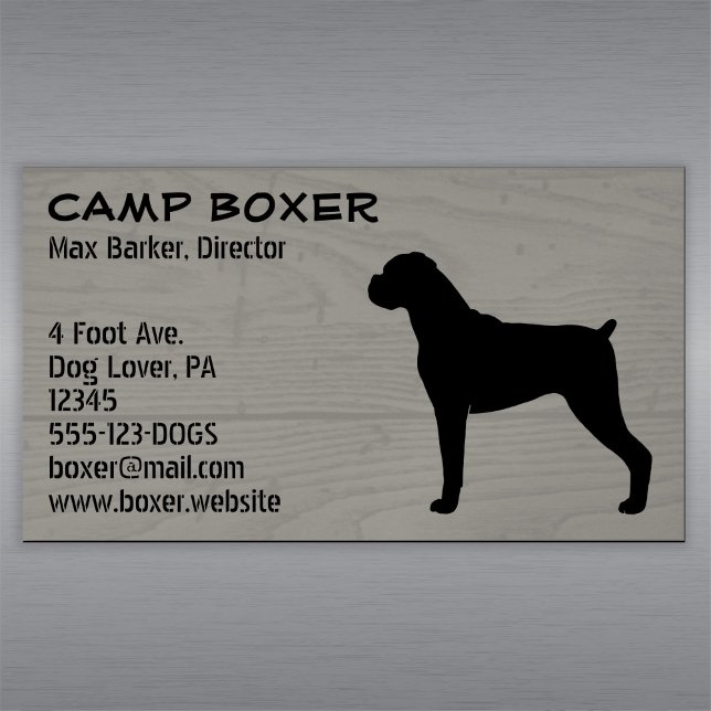 Boxer Hunde Silhouette mit Imitaten des natürliche Magnetische Visitenkarte (Von Creator hochgeladen)