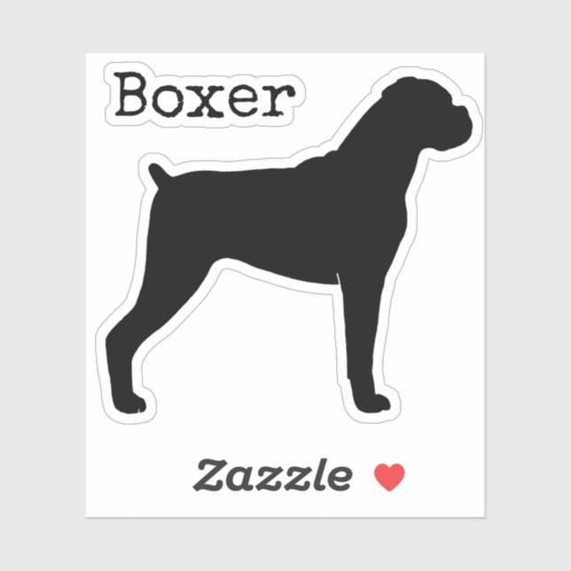 Boxer-Hunde-Silhouette mit natürlichen Diskettenoh Aufkleber (Blatt)