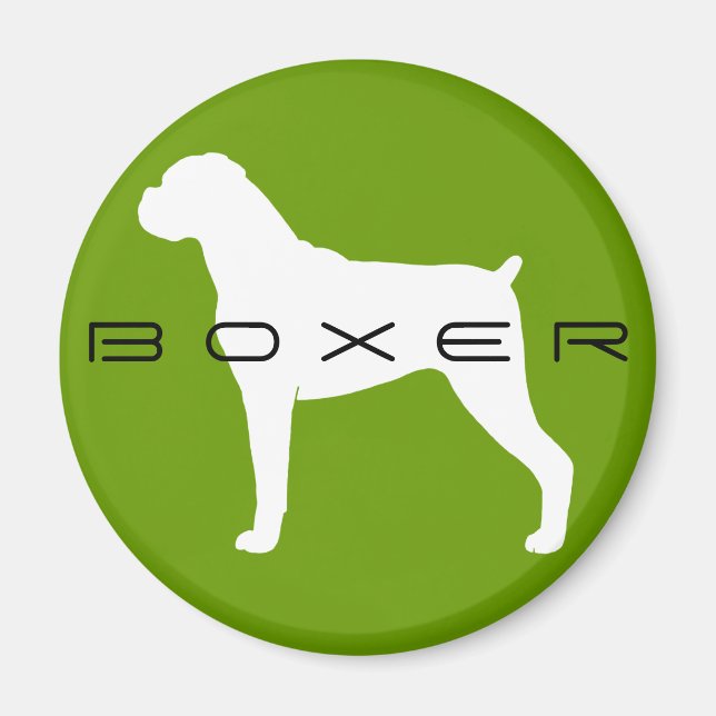 Boxer-Hunde-Silhouette mit natürlichen Ohren Magnet (Vorne)