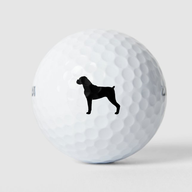 Boxer-Hunde-Silhouette - Natürliche Ohren Golfball (Vorderseite)